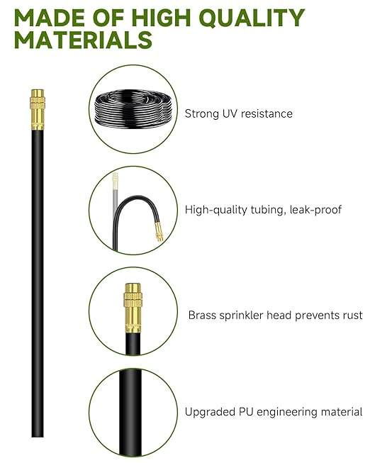 Drip Irrigation System for Watering Garden: 65FT 360° Hydroponic Misting Device Kit with Quick Connector Hose Barbed Accessories for Potted Plants Outdoor Indoor Greenhouse Raised Beds