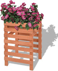 Beige Solid Chinese Fir Wood Planter Rectangular Medium Outdoor Garden Bed 15x15x23.6 Inch Raised Planter Box for Patio Balcony Indoor Plants