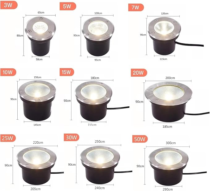 LED Underground Light IP66 Waterproof Decorative Landscape Lights AC85-110V Outdoor Recessed Ground Light for Garden Deck Step Stairs Driveway Spotlight