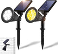 Solar Landscape Spotlights Outdoor Bright 7-LED Solar Lights Dusk-to-Dawn Waterproof Solar Powered Flag Pole Lights Adjustable 2-in-1 Outdoor Wall Light for Tree House Yard Garden (Yellow+White)