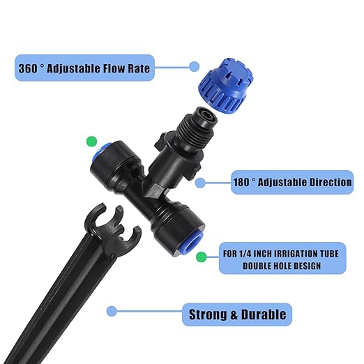 Drip Irrigation Emitterswith Adjustable 360 Degree Water Flow Drippers Sprayer Push-to-Fit for 1/4 inch Tubing Garden Drippers Sprayer for House Garden Watering System (36pcs- Drip)