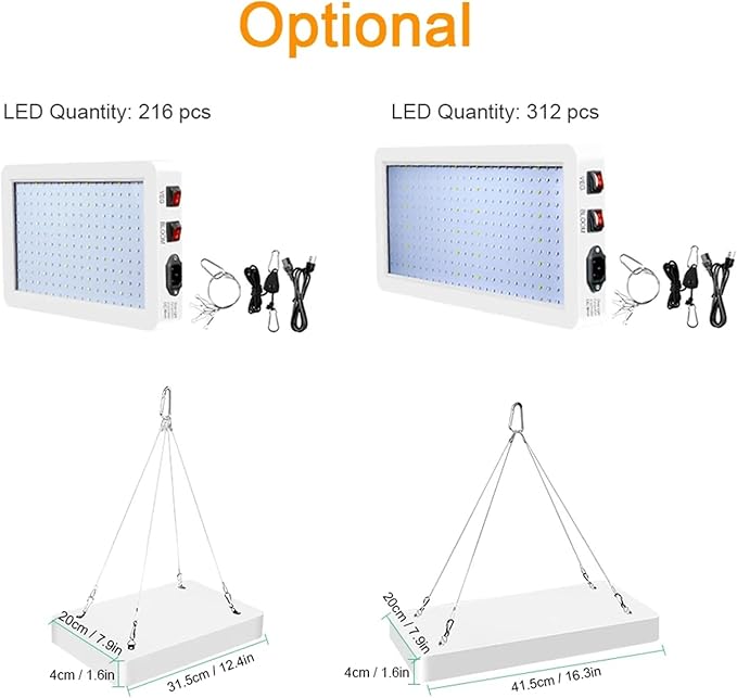 1000W LED Grow Lights Double Chips Full Spectrum Daisy Chain 3 Modes Timer Plant Light for Greenhouse and Indoor Plant Veg and Flower Growing216 LEDs