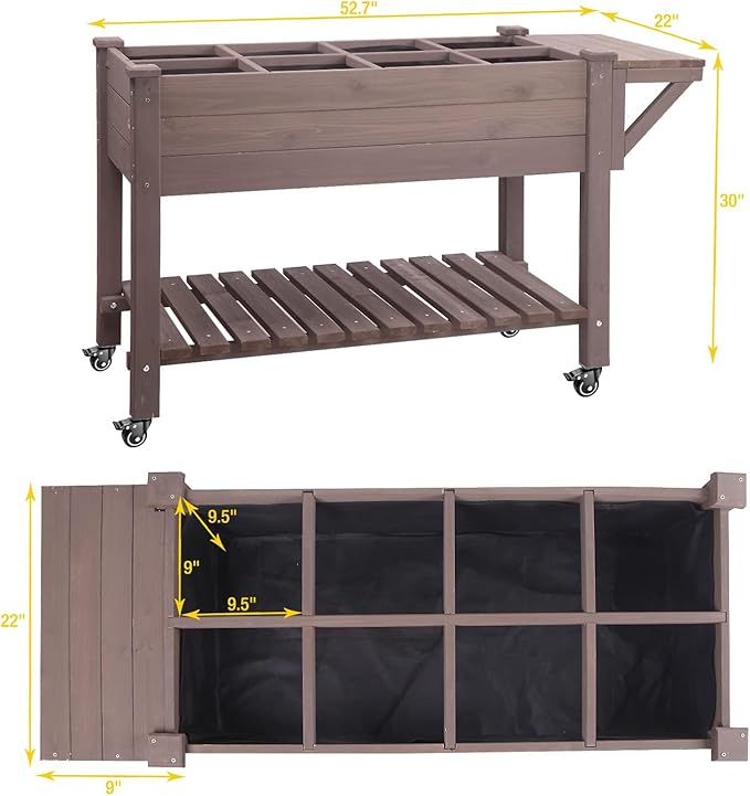 Aivituvin Raised Garden Bed Elevated Wood Planter Box with Legs Stand for Backyard Patio Balcony w/Bed Liner for Vegetables Flower Herb