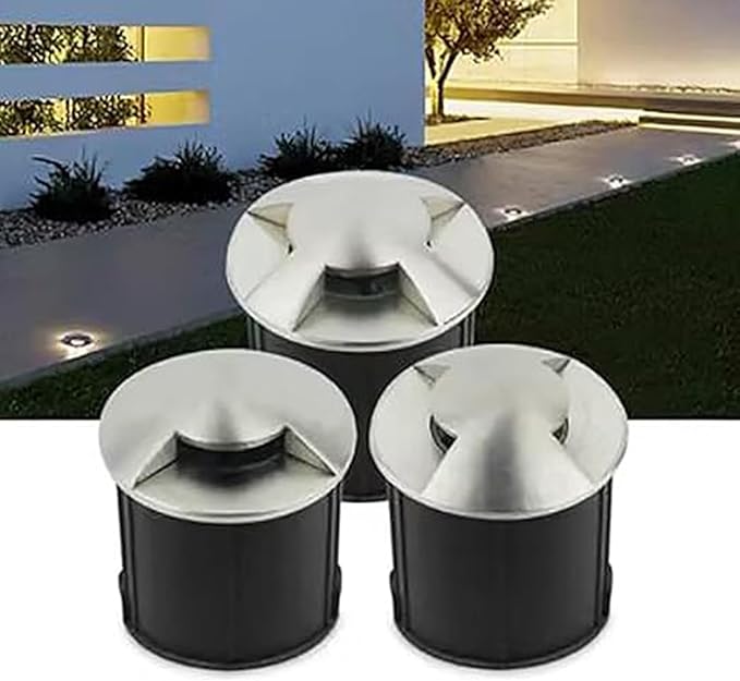 Outdoor Landscape Lamp - LED Buried Lights AC 220V Recessed Stainless Steel SpotlightOne/Two/Four Side Decorate Lighting IP67 Waterproof Ground LED Landscape Light(Green1w-φ62mm)