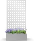 Metal Planter Box with Trellis Planter Box with Privacy Screen Privacy Trellis Outdoor for Climbing Plants with Drainage Holes Raised Garden Bed for Vegetables