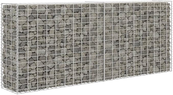 Gabion Basket Galvanized Steel 33.5x11.8x78.7 Gabion Raised Bed Gabion Cages Basket Steel Woven Gabion Net for Backyard Garden -AA
