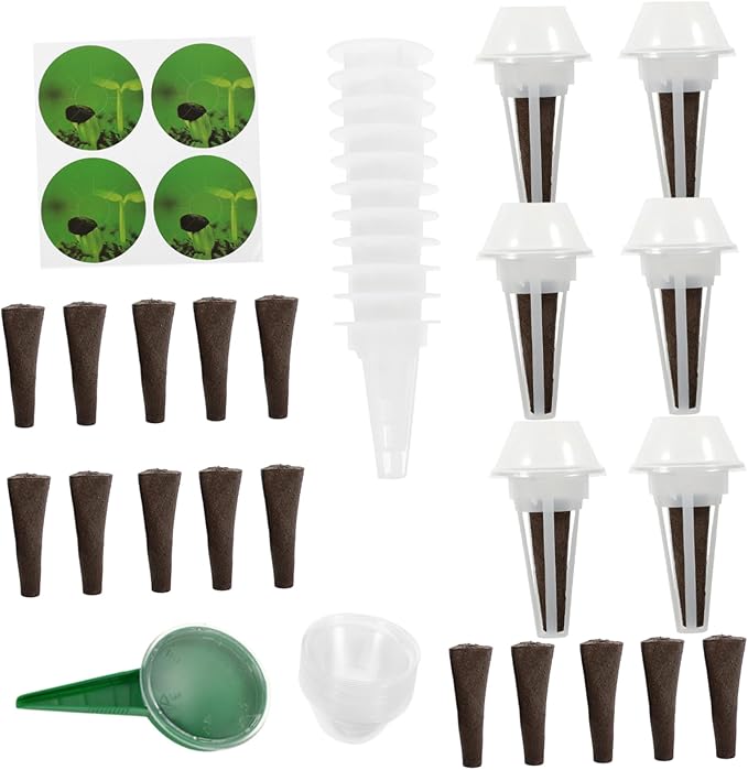 1 Set Hydroponic Growing System Indoor Gardening Set with Transparent Humidity Domes Planting Sponges and Labels for Seed Germination and Plant Growth