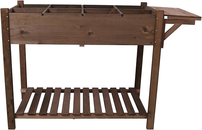 ZeHuoGe Elevated Garden Bed W/Lockable Wheels Storage Shelf Drainage Holes Mobile Raised Customizable Wood Planter for Herbs Vegetables Flowers. (32 inch -2)