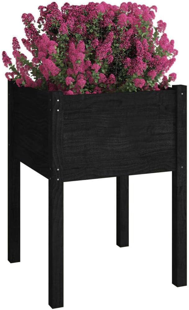 Garden PlanterGreenhouse PlanterDecorative Patio PlantersPatio Raised BedsVegetable PlantersHerb Plantersfor HerbsFruitsDeep-Rooted VegetablesBlack 19.7x19.7x27.6 Solid Wood Pine