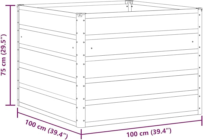 Outdoor Metal Raised Garden Bed Steel Planter Box for Gardening Vegetables Fruits Flowers Easy Assembly 39.37 x 39.37 x 29.53 in Anthracite-729