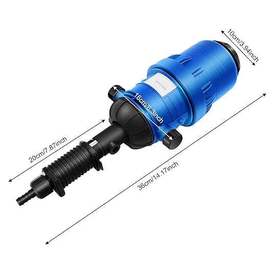 Drip Irrigation Injector Dosing Pump 0.4-4% Water Powered Liquid Doser Fertilizer Injector 5.28-660.43Gal/H Flow Water Powered Drip Feeder Drip Irrigation Injector for Industry Garden Hose Blue