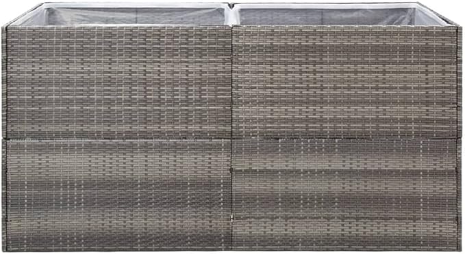 Garden Planter Raised Bed 61.8x31.5x31.5 Poly Rattan with Transparent Nylon Bag Outdoor Planter Box for Flowers and Vegetables Sturdy Powder Coated Steel Frame Easy Assembly