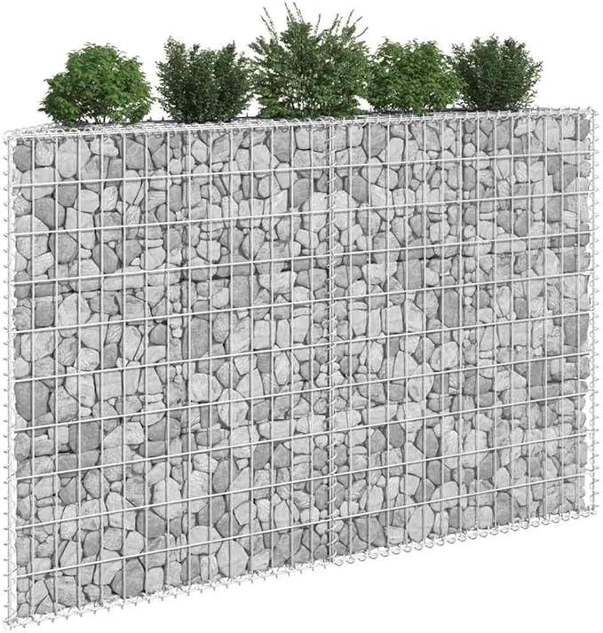 Gabion Raised Bed Silver Galvanized Steel 59.1 x 39.4 in Trapezium Outdoor Planter for Garden High Capacity
