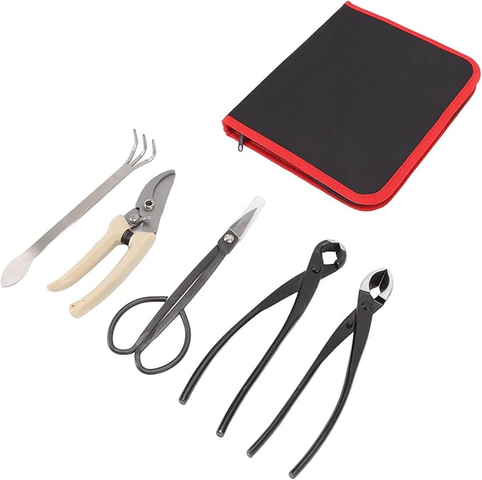 5Pcs Bonsai Tools Set Portable Garden Tools Set with Organizer Bag Mini Garden Succulent Tools Set for Seedlings Bonsai Succulents Herbs Terrariums and Planting