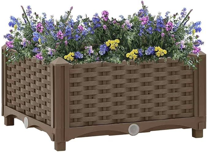 Raised Bed Brown Polypropylene Medium Durable Raised Bed Gardening Pots &amp Planters 316511