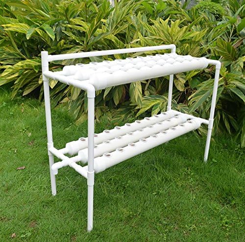 Wall-Mounted Hydroponic Grow Kit 54 Plant Sites Hydroponics Planting System 6 PVC Pipes Hydroponic Gardening Indoor System with 110V Water PumpPlanting SpongeHose