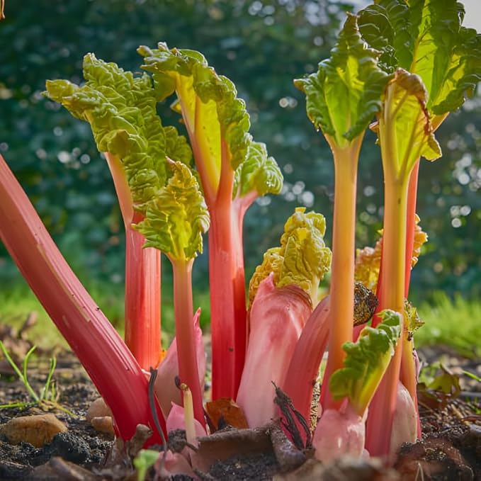 5 Rhubarb Plants Root for Planting Large Rhubarb Crown from Home- Grown 1.5 Inch Tall Hardy Rhubarb Roots with High Yields