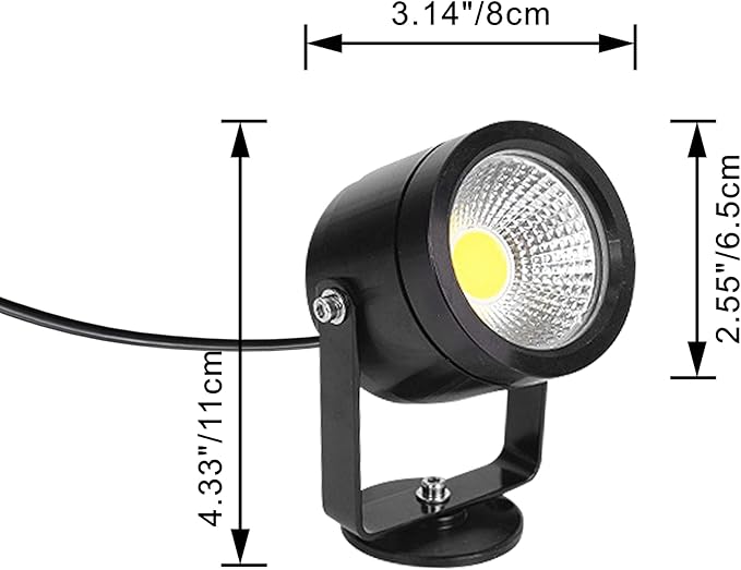 Kiven LED Indoor/Outdoor Waterproof Spotlight Dimmable Porch Light with 9.84 FT Plug-in Cord and Remote Control Black 7 Watts Plug in Accent Light with Vinly Siding Hooks for Plants Porch Garden