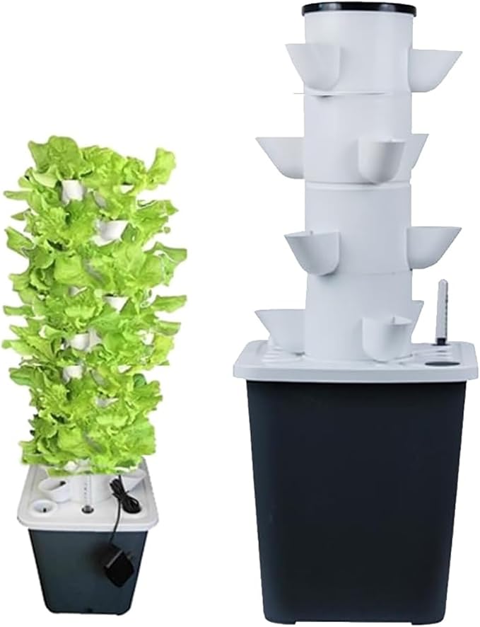 Garden Hydroponic Growing System 15/20/25/30 Pods Hydroponics Tower Aquaponics Planting System with Hydrating Pump Adapter Net Pots Timer (Color : 20holes)