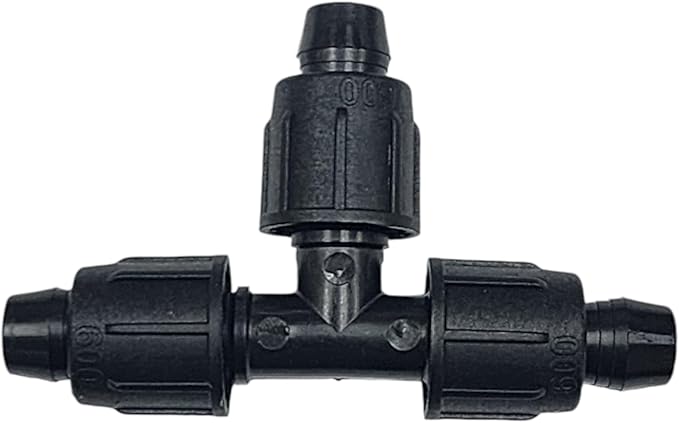 USA Made - 5 PACK Premium 1/2 Inch I.D 540 - .620 Drip Tape Irrigation Tubing 17mm Tee Universal Perma-Loc Connector Barbed Locking Fitting - (Fits All Brands Rainbird Netafim Etc. 17mm