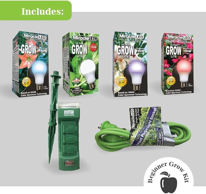 Miracle LED Classroom Gardener 1-Socket Corded Beginner LED Grow Kit with Sproutmatic Timer Controls 4-Pack (Count or 1)