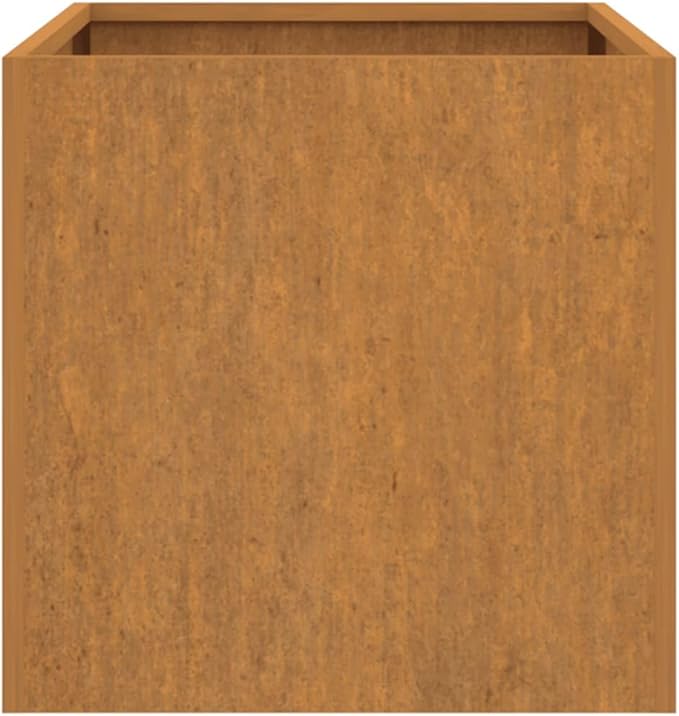 Corten Steel Planter Box 24.4 x 24.4 x 11.4 in Weathering Raised Garden Bed Rustic Square Outdoor Planter for Patio Vegetable Flower Elevated Box