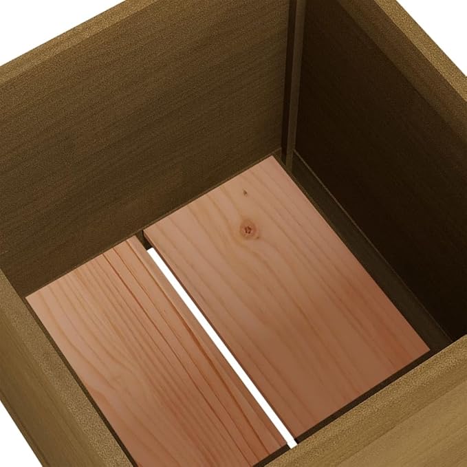 Honey Brown Solid Pinewood Garden Planter 19.7 inch Square Outdoor Flower &amp Herb Box Weather Resistant Raised Bed for Patio Balcony Terrace