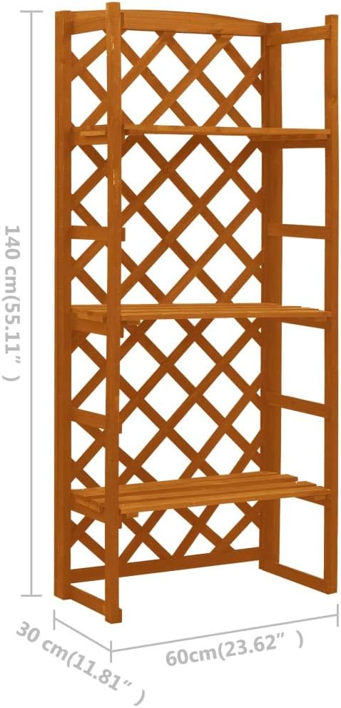 Wooden Garden Planter with Trellis Lattice Panels Freestanding Acacia Wood Plant Raised Bed Raised Bed for Outdoor Climbing Planting Yard Patio Decoration Orange 23.6x11.8x55.1