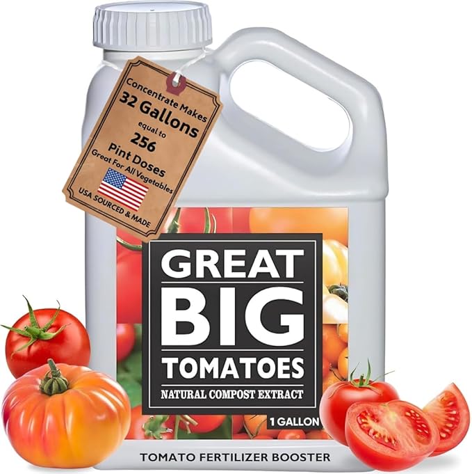 Great Big Tomatoes Soil &amp Fertilizer Booster for Big Vegetable Yields Better Fertilizer &amp Plant Food Efficiency and Garden Performance. Perfect for Beginners.1 Gallon Concentrate (Makes 32 G