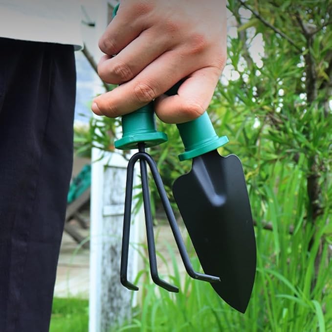 Garden Tools Set 5Pcs Heavy Duty Gardening Hand Tools with Garden Tools Set Trowel Rake Shovels Pruner Sprayer Garden Hand Tools with Carrying Case for Woman/Men