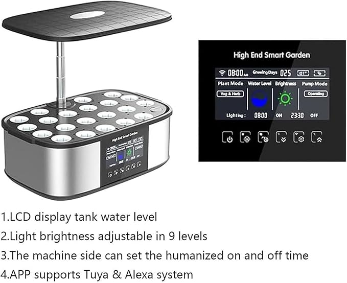 Hydroponics Growing SystemIntelligent Control System + 4.8In LCD Screen 36W LED Grow Lights - Height Adjustable for Home Kitchen Gardening GYL24824