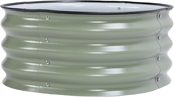 Raised Garden Bed Planter Boxes Stainless Steel Open Bottom Safe Durable Outdoor Raised Planter Bed for Home School Garden Planting Flowers Vegetables 60x60x28cm (Light Green)