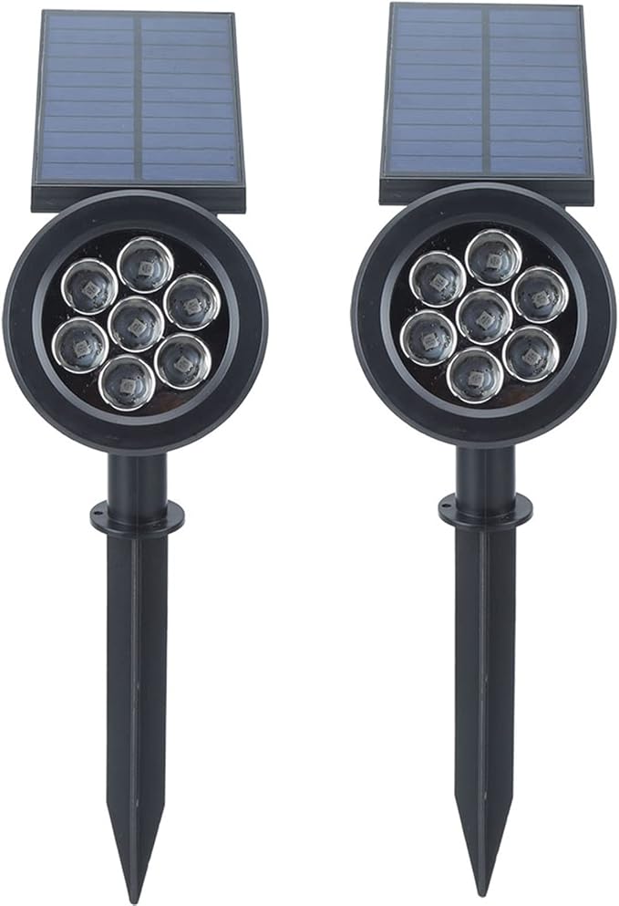 Solar Garden Light 7LED Spotlights Outdoor Landscape Spike Light Solar Yard Lights with IP65 Adjustable Solar Panel Light ControlColor Changing (7 Color Light)