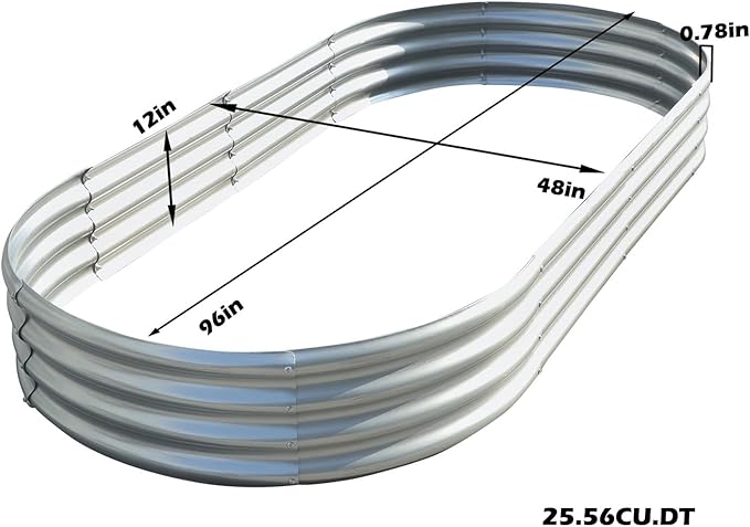findmall 8x4x1Ft Raised Garden Bed Silver Electro Galvanized Steel Sheet Flower Box for Flowers and Greenery Gardening Planting Vegetable Cultivation