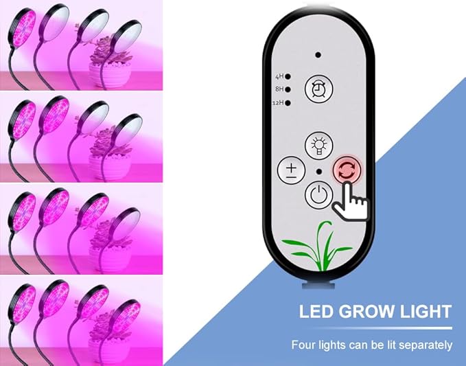 60W LED Powered Desktop Clip Planting Lamp USB Full Spectrum Plant Lights 5V Indoor Vegetable Flowers Hydroponic lamp 360° Adjustable Gooseneck 5 Level Dimmable Timing 4/8/12Hrs UV/IR Greenhouse