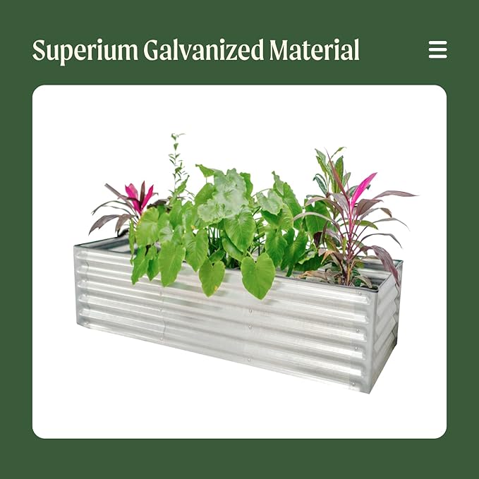 Galvanized Raised Garden Bed 6ftx2ft Metal Raised Garden Bed Kit Raised Planter Garden Deep Root Box Planter for Vegetables Flowers Herbs and Succulents(Bracing Rod not Included)