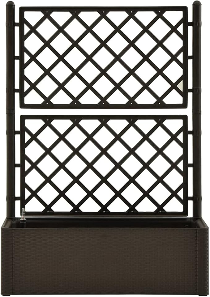 SKM Garden Raised Bed with Trellis and Self Watering System Mocha-3968