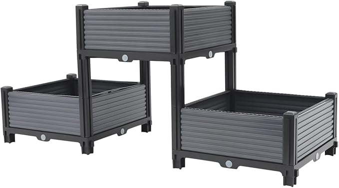 47x15x6in Raised Garden Beds Outdoor Planter Boxes Outdoor for Vegetables Flowers Herbs Garden Box with Drain Outlet Plastic Planter Raised Beds