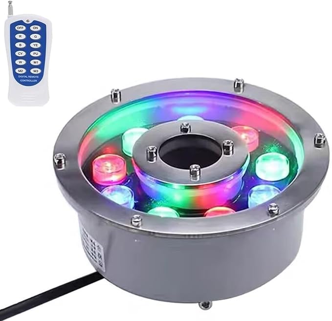 LED Underwater Fountain Light - IP68 Waterproof Stainless Steel 12/24V Color Landscape Spotlight for Parks and Pools