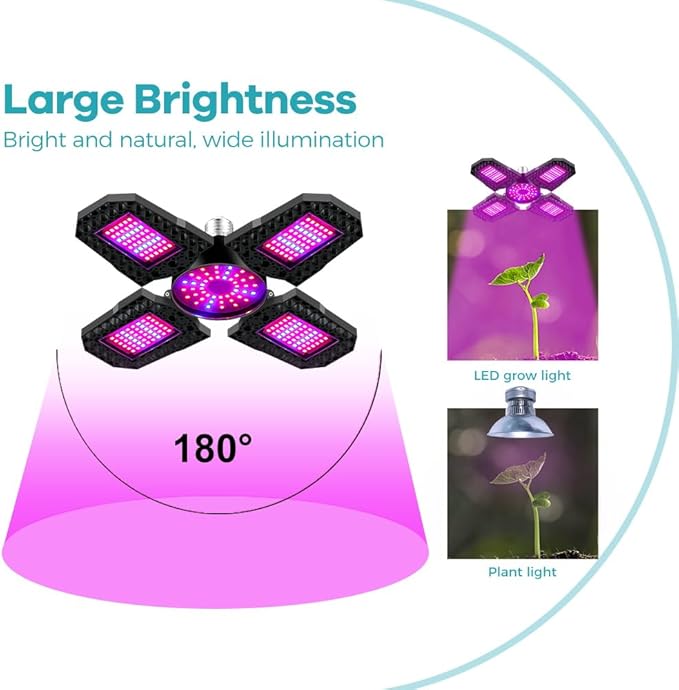 4Pack 150W E26/E27 Full Spectrum Plant Bulb LED Deformable Indoor Growing Lights AC100-277V Hydroponic Fill Lamp Red Blue Succulent Seedling Cultivate Light 110V Greenhouse Tent Fruit Flowers Lighting