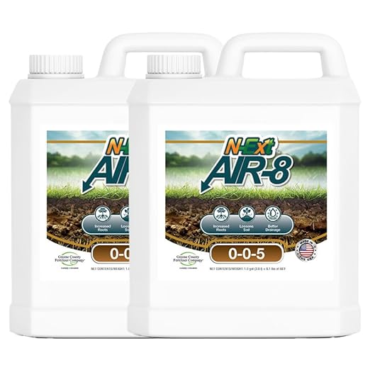 [N-Ext] Air-8 - Liquid Aeration Bio-Stimulant with Humic Acid - 2 Gallon Pack (256 oz) Covers up to 42600sq ft - Break Up Soil and Loosen Topsoil to Increase Water Penetration and Encourage Deeper Ro