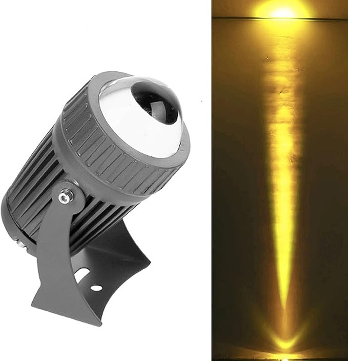 LED Beam Spotlight 10W IP65 Narrow Beam Floodlights Waterproof RGB with Remote Control Rotation Spotlight Adjustable Angle Up Lights(Yellow24V)