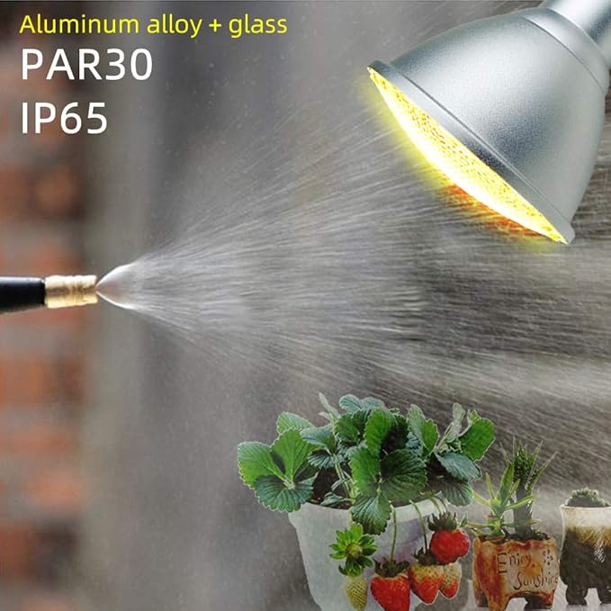 PAR30 LED Grow Light Bulb for Indoor/Outdoor Plants Full Spectrum 15 Watt (150W Equivalent)4000K Color Temperature Natural Light E26 BaseIP65 Waterproof 2 Pack