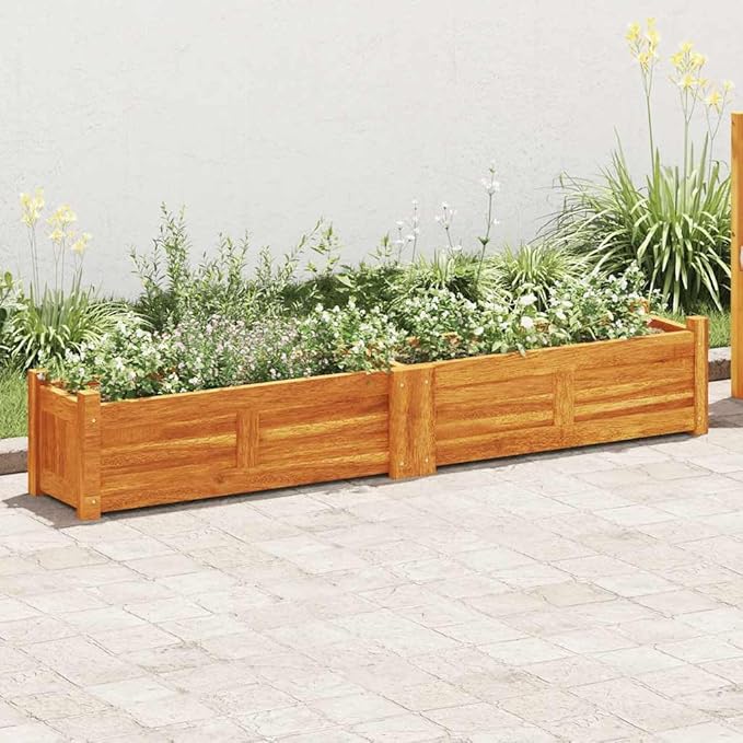 Acacia Wood Planter Box for Outdoor Gardening - 59 Raised Garden Bed for Vegetables Flower Herb Planting Large Decorative Trough Pots and Beds