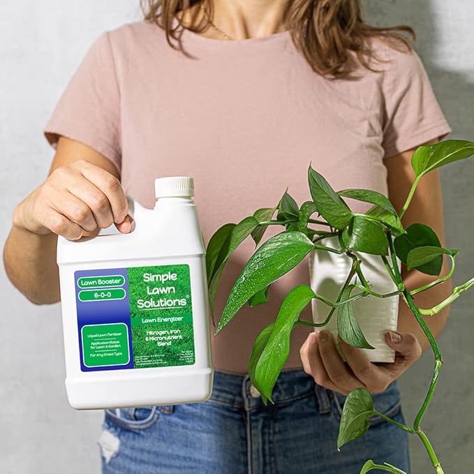 Commercial Grade Lawn Energizer Iron Nitrogen Micronutrient Booster - Liquid Turf Concentrated Fertilizer - Lawn Garden and Indoor Plants - Any Grass Type - Simple Lawn Solutions- 1 Quart