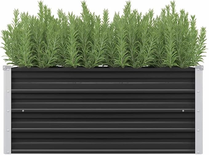 Garden Raised Bed Anthracite 39.4x15.7x17.7 Galvanized Steel Macetas para Plantas Plant Pots Outdoor Large Planter Pot Plant Pots Large for Gardening Porch Outdoor Plants