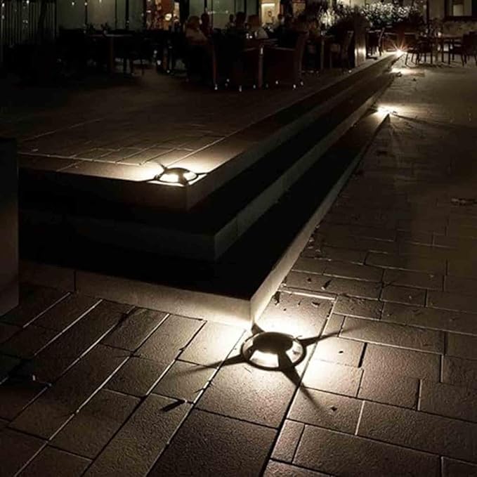 LED Recessed Ground Spotlight - Garden Buried Lights - 4 Sides Light Emitting Waterproof IP65 Recessed In-Ground Lamp for Courtyard Pathway Landscape Lamp(Warm White9W-24V)