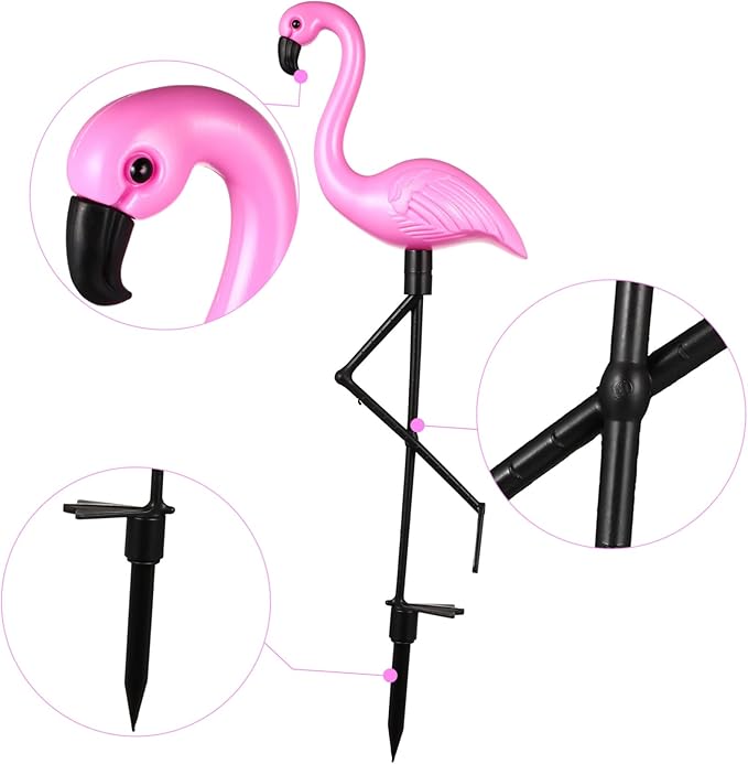 DOITOOL 1pc Solar Led Flamingo Garden Lights Ground Spotlight Easy Installation Enhance Your Outdoor Space