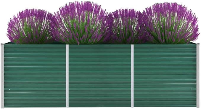 Outdoor Garden Raised Bed Galvanized Steel Metal Outdoor Garden Raised Planter Box for Flowers Vegetables Fruits Herbs Green 94.5x31.5x30.3 -AA