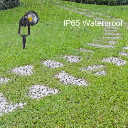 Youngine Pack of 2 Outdoor COB 5W LED Landscape Lights IP65 Waterproof COB Spotlights with Spiked Stand and US Plug for Outdoor Flag Yard Lawn Tree (Warm White)